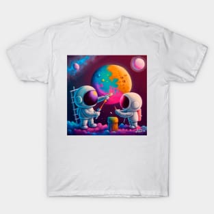 Cute Astronauts Painting The Moon T-Shirt